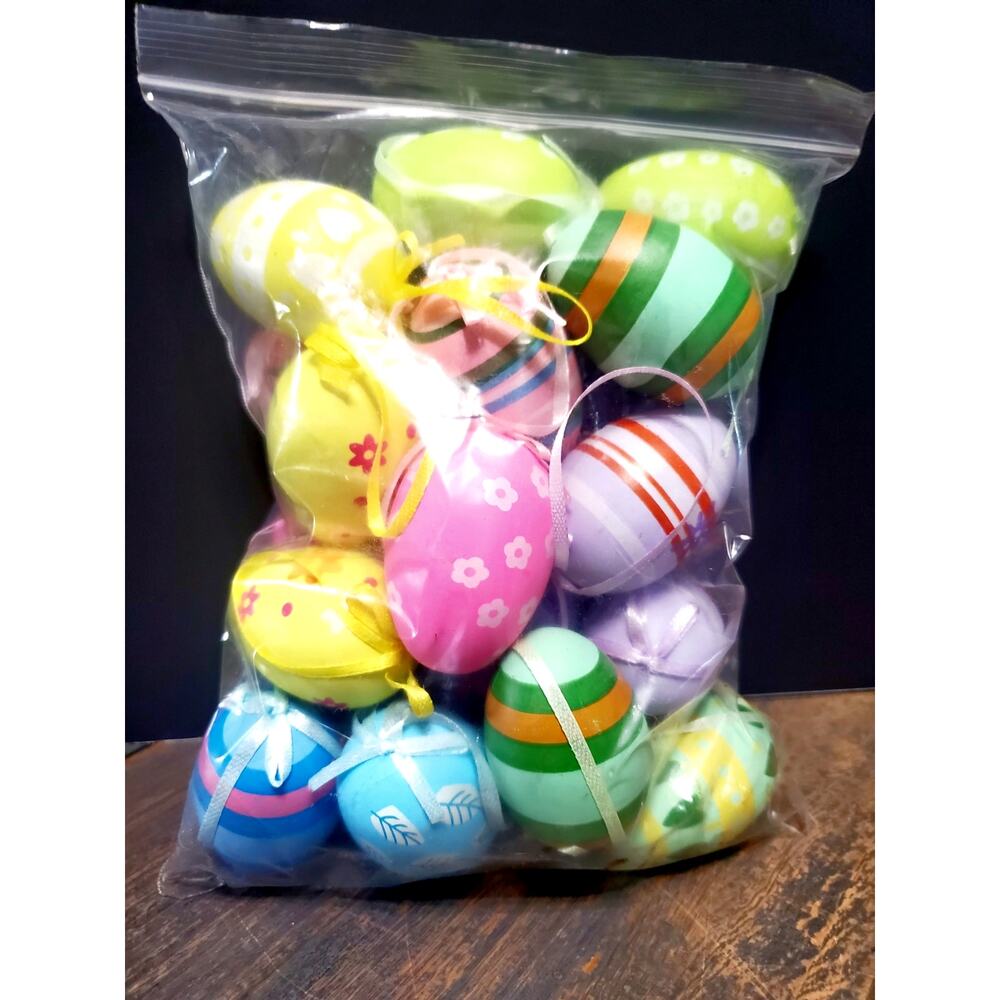 24 Colored eggs Easter decorations Wreath craft supplies hearts flowers stripes